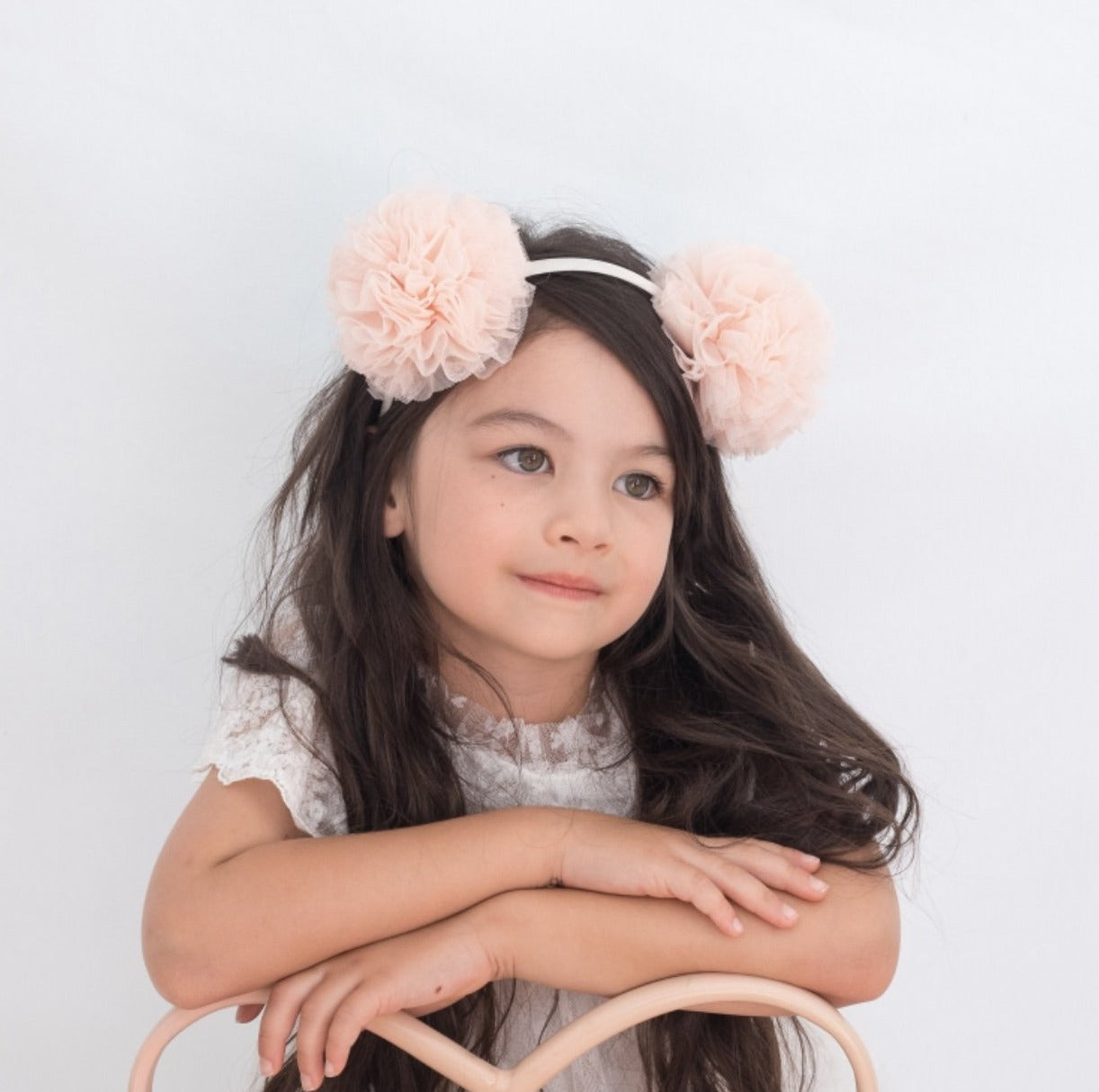 Pom-Pom Headband. Pink. Cream.