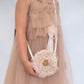 Tulle Ruffle shoulder bag. Pink with gold sparkles