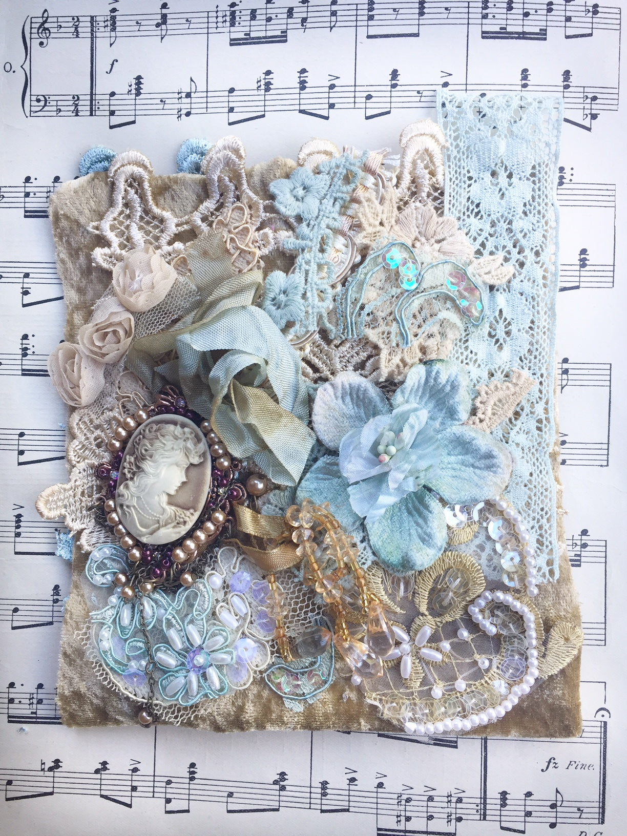 Embellishment Pack. Antique Blue and Beige