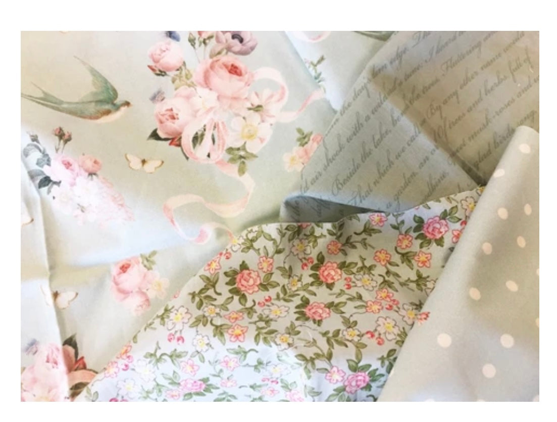 Rose & Violet`s Garden Fabric. 1/2 meter x 21 fabric bundle.
