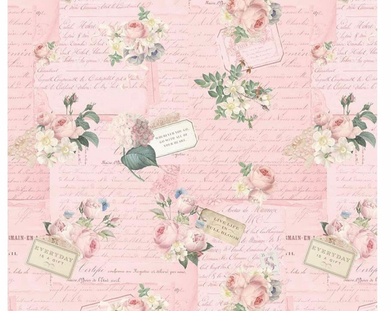 Rose & Violet`s Garden fabric. Garden Party in Blush