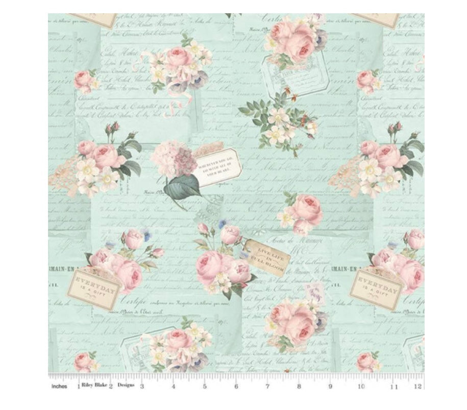 Rose & Violet`s Garden Fabric. Garden Party in Songbird