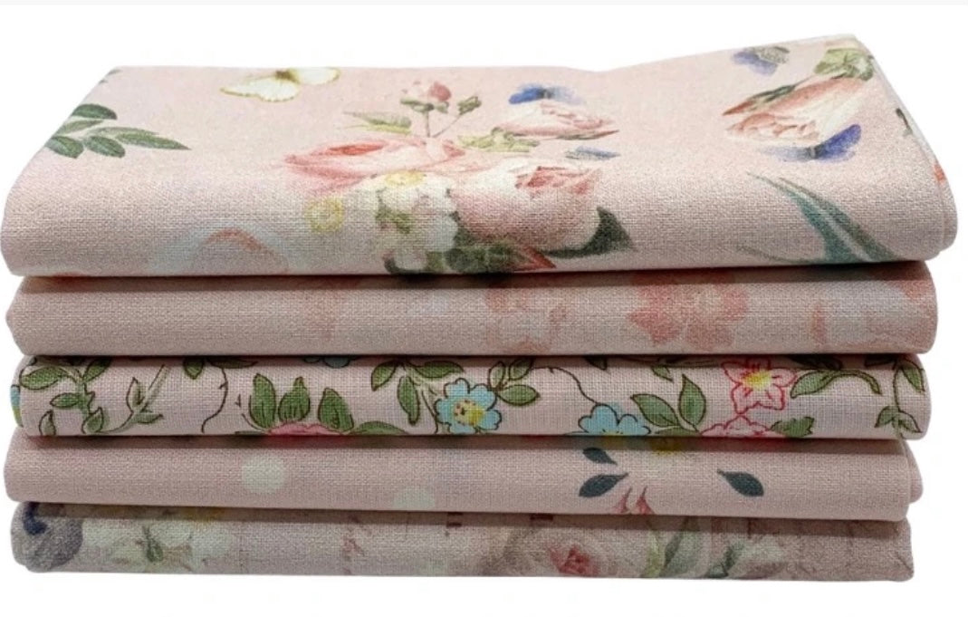 Rose & Violet`s Garden Fabric. Blush