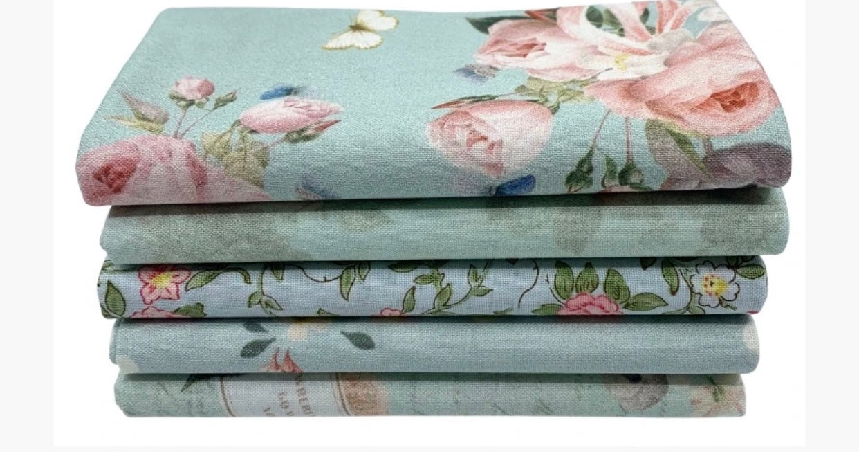 Rose & Violet`s Garden Fabric. 1/2 meter x 21 fabric bundle.