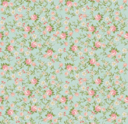 Rose & Violet`s Garden Fabric. Sweet Blossoms in Songbird