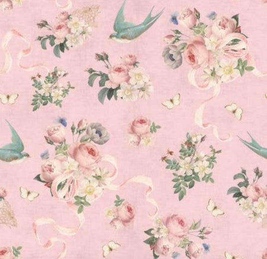 Rose & Violet`s Garden Fabric. Blush