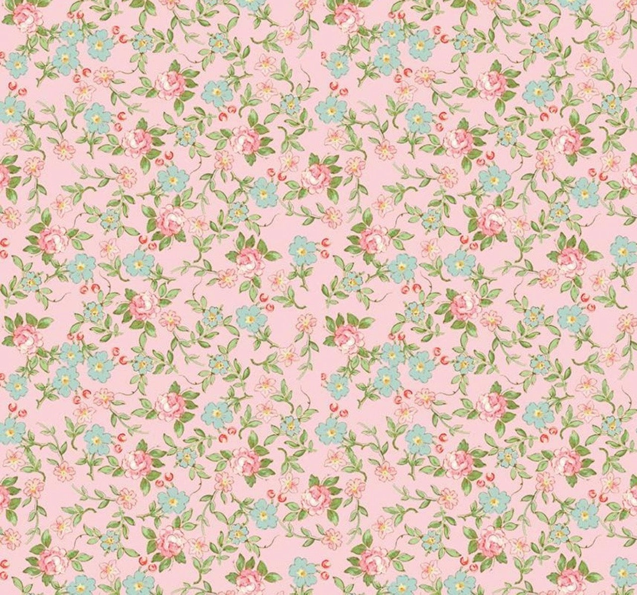 Rose & Violet`s Garden Fabric. Sweet Blossoms in Blush