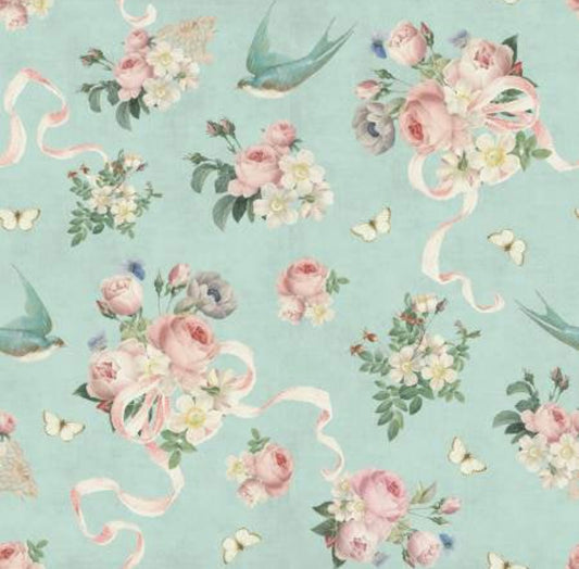 Rose and Violet`s Garden fabric. Songbird.