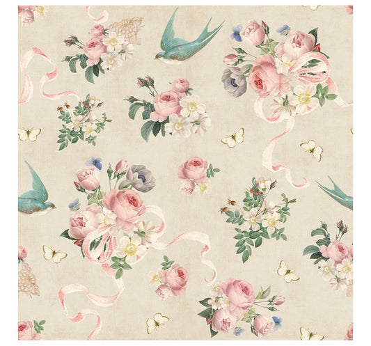 Rose & Violet`s Garden fabric. Parchment