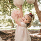 Tulle Pom Pom Garland Bunting 9 balls., Pink and Cream