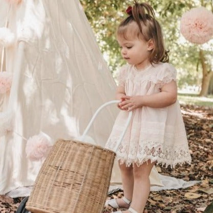 Sugar Plum Baby Heirloom dress. Blush Pink