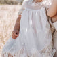 Heirloom Cherub Lace baby dress . Blush & cream