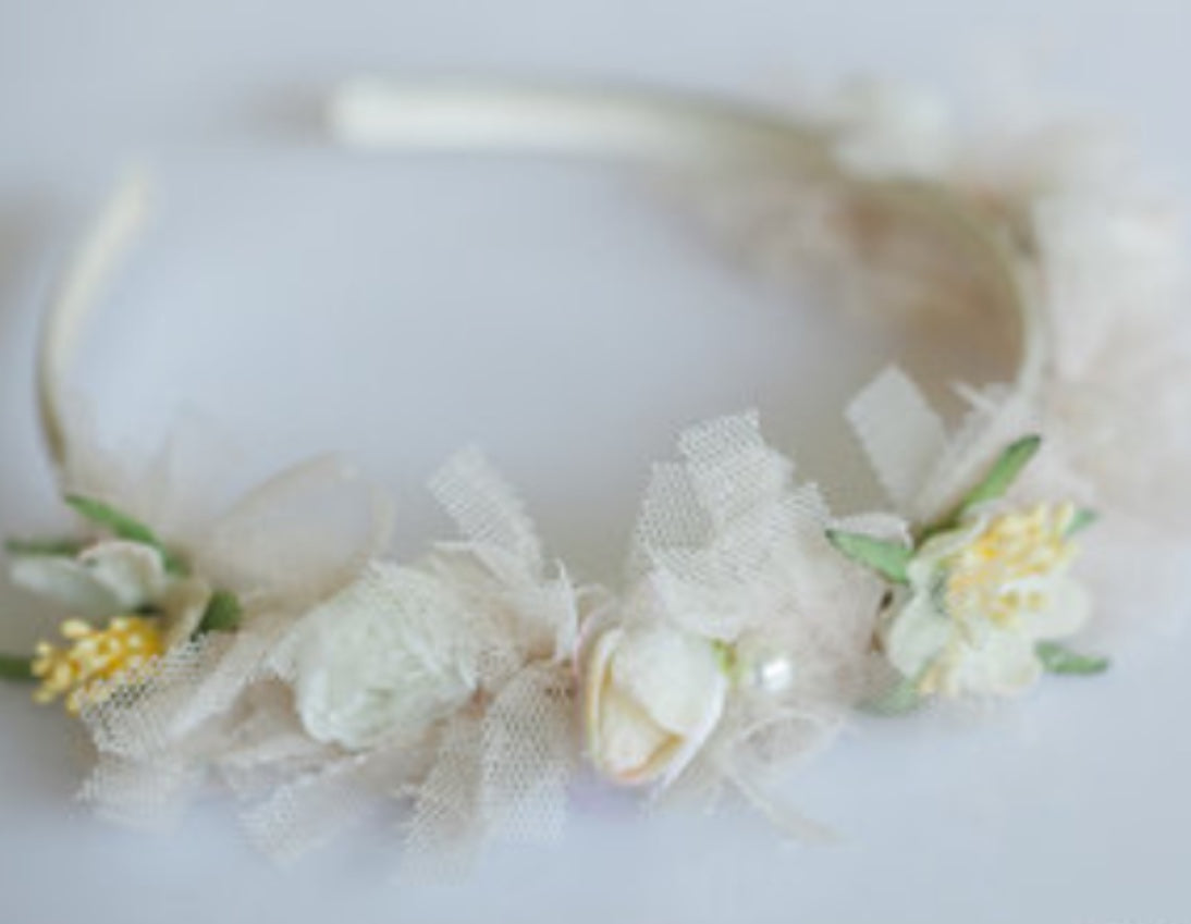 Josie. Child`s tulle and rosebud headband.