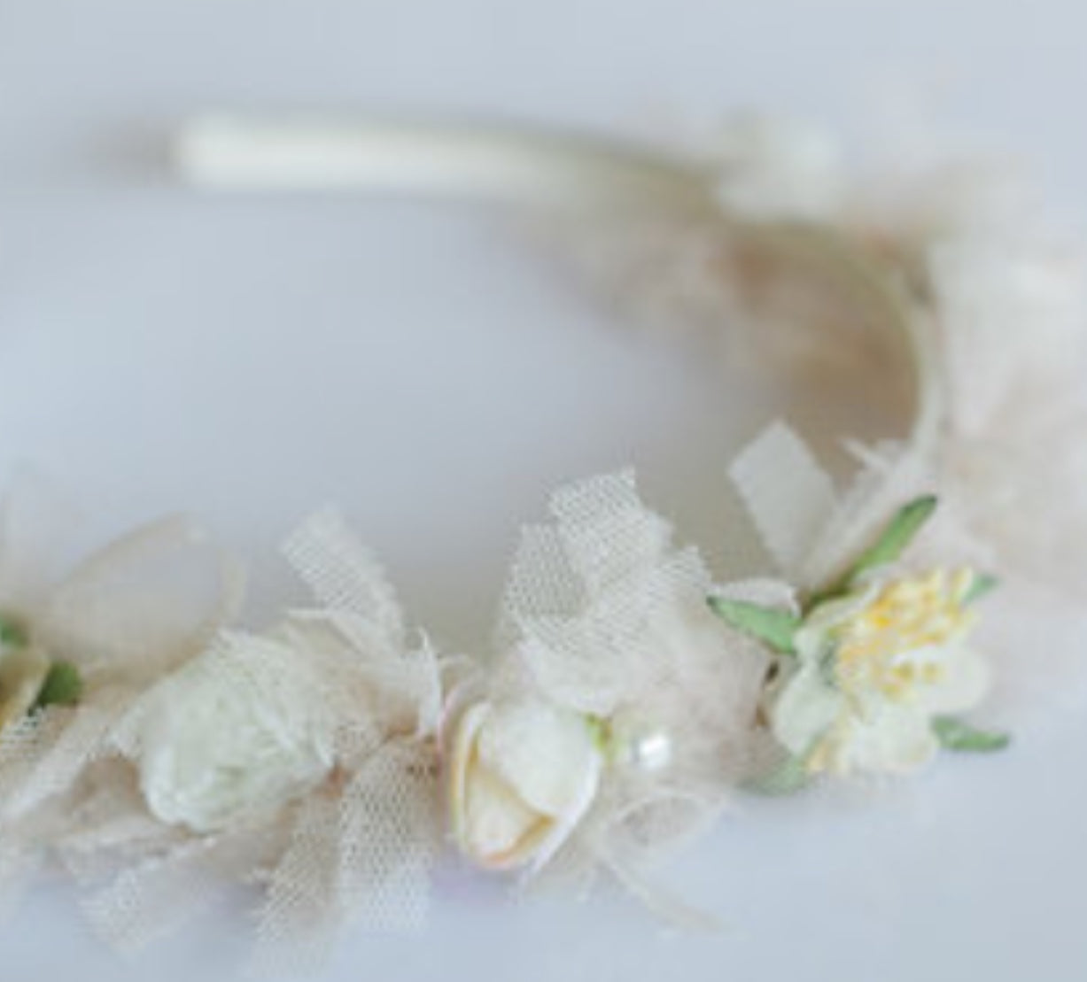 Josie. Child`s tulle and rosebud headband.