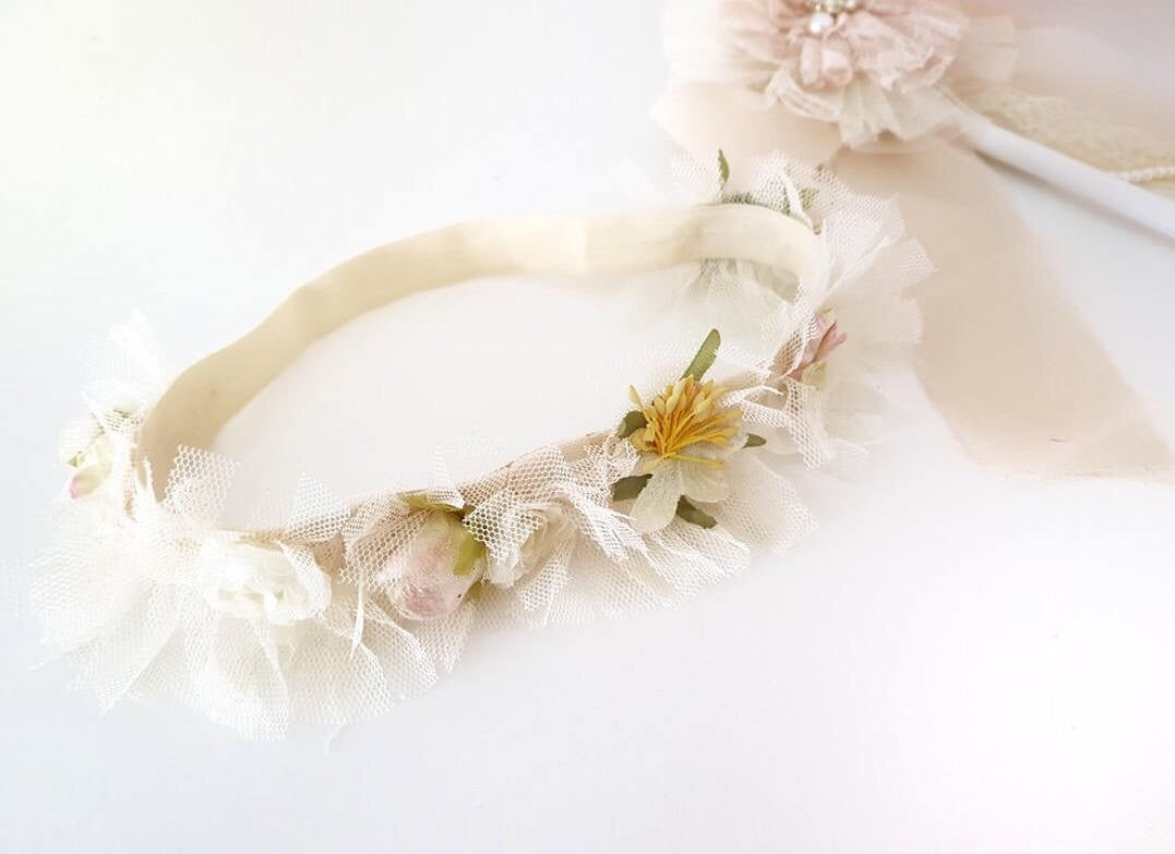 Josie . childrens flower and tulle baby band