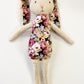 Blossom Bunny Toy. Large floral in chocolate & Burgundy roses