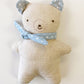 Freddie Bear toy. Blue Polka dot.