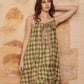 London Dress. Green & floral tie