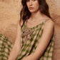 London Dress. Green & floral tie