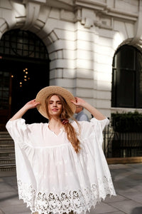 French cotton lace smock. Ivory