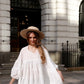 French cotton lace smock. Ivory