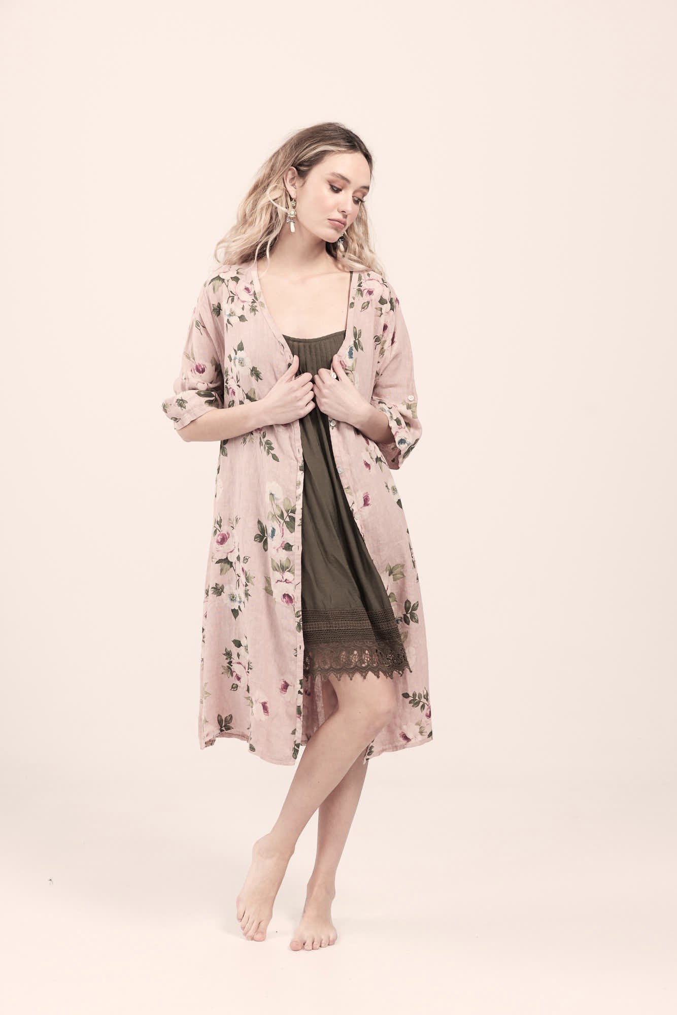 Abigail Coat dress Blush Pink Floral