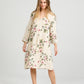 Amelia Floral Linen dress. Antique Cream
