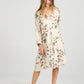 Amelia floral linen dress .  cream