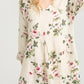 Amelia floral linen dress .  cream