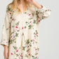Amelia floral linen dress .  cream