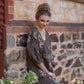 Amelia floral linen dress. charcoal