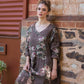 Amelia floral linen dress. charcoal