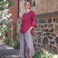 Ellie Lace ruffled sleeve top.  Berry