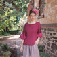 Ellie Lace ruffled sleeve top.  Berry