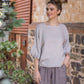 Ellie lace ruffled sleeve top.  Beige