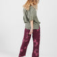 Eva Floral linen pants. Bordeaux