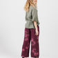 Eva Floral linen pants. Bordeaux