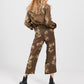 Eva floral linen pants. Chocolate