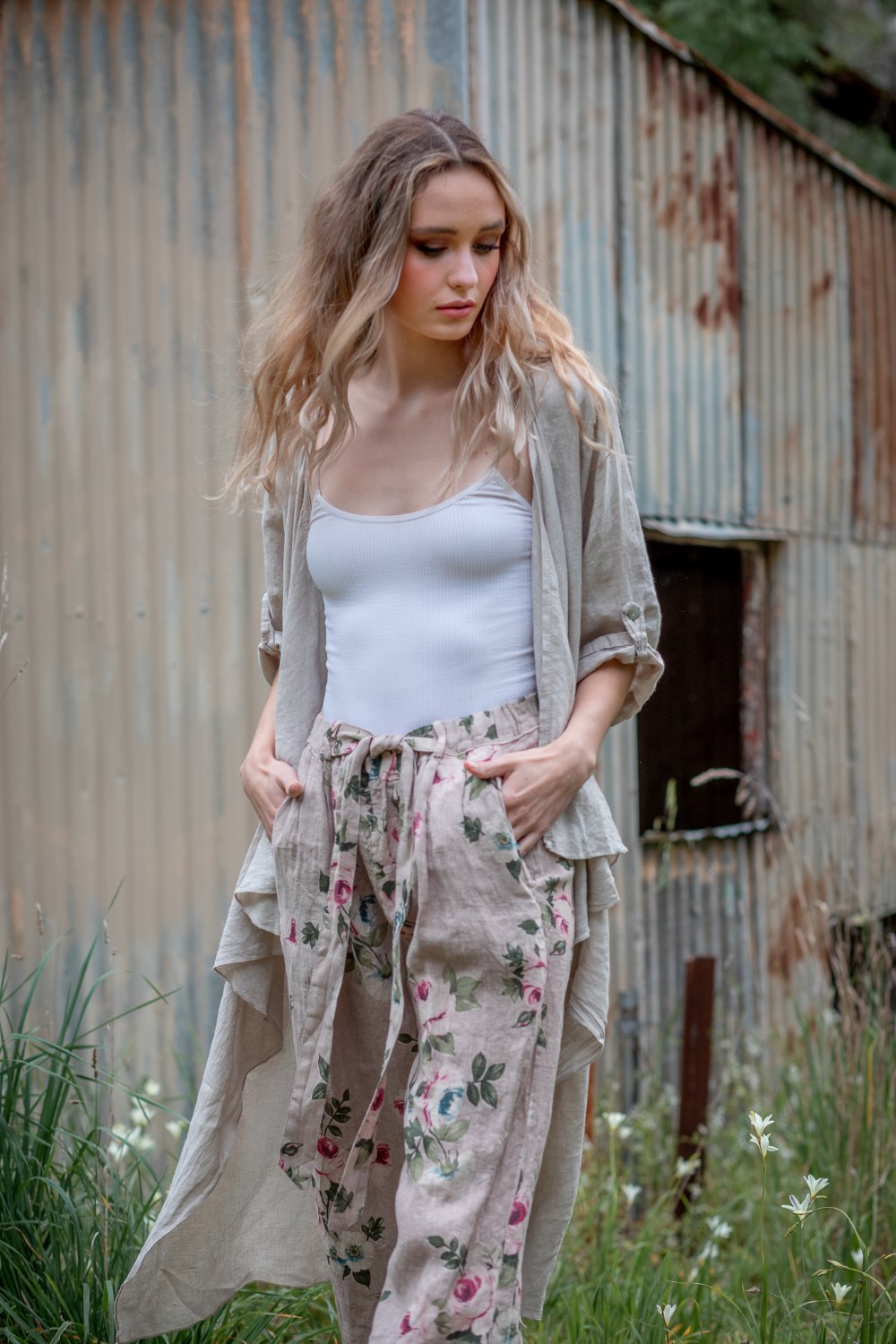 Eva Linen  floral pants . Seamist