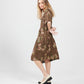 Stella linen Floral dress. Chocolate