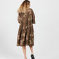 Stella linen Floral dress. Chocolate