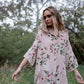 Teddie Floral linen shirt. Dusty Rose