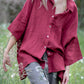 Teddie Linen Shirt. Berry