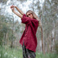 Teddie Linen Shirt. Berry