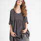 Provence cotton smock dress. Charcoal