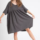 Provence cotton smock dress. Charcoal