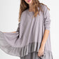Ruby Ruffle Top. Pale Dove Grey