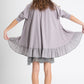 Ruby Ruffle Top. Pale Dove Grey