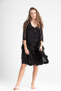 chiffon coat in Midnight Black