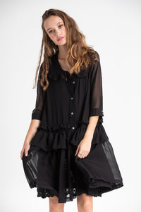 chiffon coat in Midnight Black